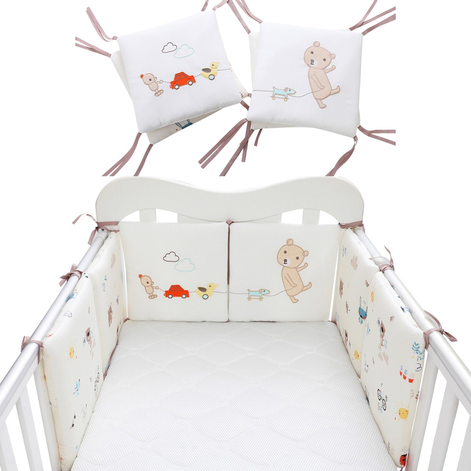 6 Stuks Baby Bed Bumper Wieg Rond Kussen Bumpers Cartoon Mooie Guard Hek Kussen Katoen Veiligheid Bescherming