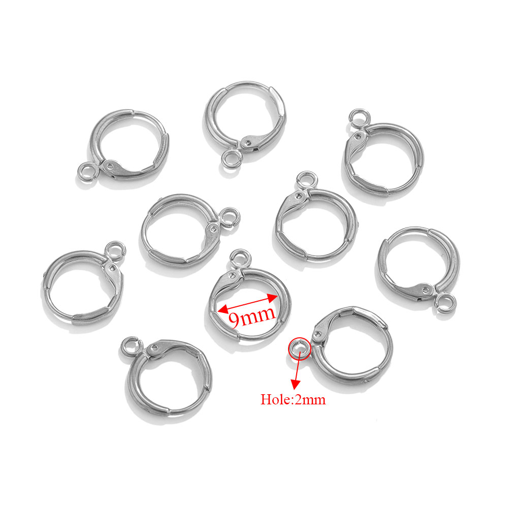 Ganchos para pendientes franceses de acero inoxidable, palanca trasera, gancho redondo, alambre para oreja, suministros para hacer pendientes DIY, accesorios de joyería, 10 Uds.: Negro