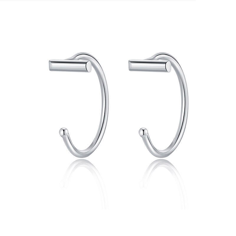 Brincos de argola geométricos assimétricos borboleta, cores prateadas, para mulheres, pequenos, abertos, aro, joias, piercing de orelha, meninas: C