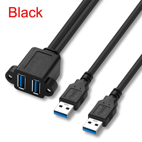 Cavo di prolunga USB 3.0 Bochara doppio USB 3.0 da maschio a femmina intrecciato schermato con montaggio a pannello a vite 50cm: nero