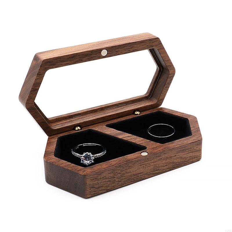 exquisit Walnussholz Ring Kasten Schmuck Organizer Anzeige Ring Aufbewahrungsbox Reise für fallen Schmuck Präsentation Kasten: Schwarz