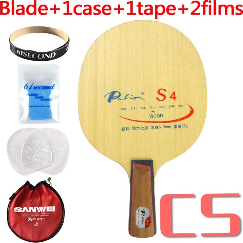 Palio S4 (S-4, S 4), raqueta de tenis de mesa de madera para raqueta de ping-pong: CS with YM case