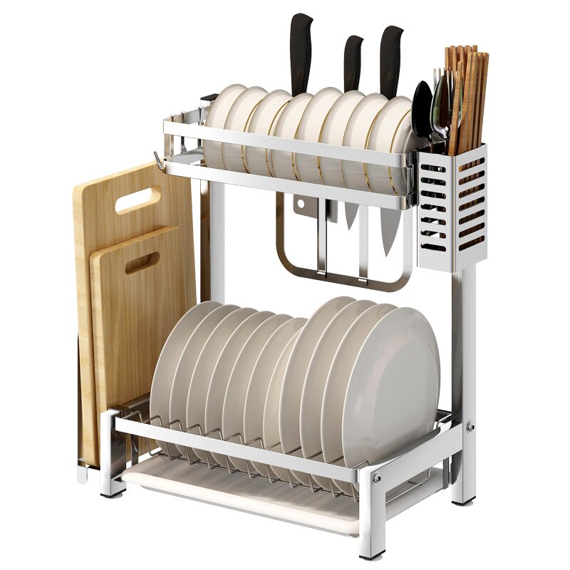 304 Stainless Steel Kitchen Shelf Rack Drying Drain Storage Holders Kitchen Plate Dish Cutlery Cup Drain Rack Kitchen Organizer