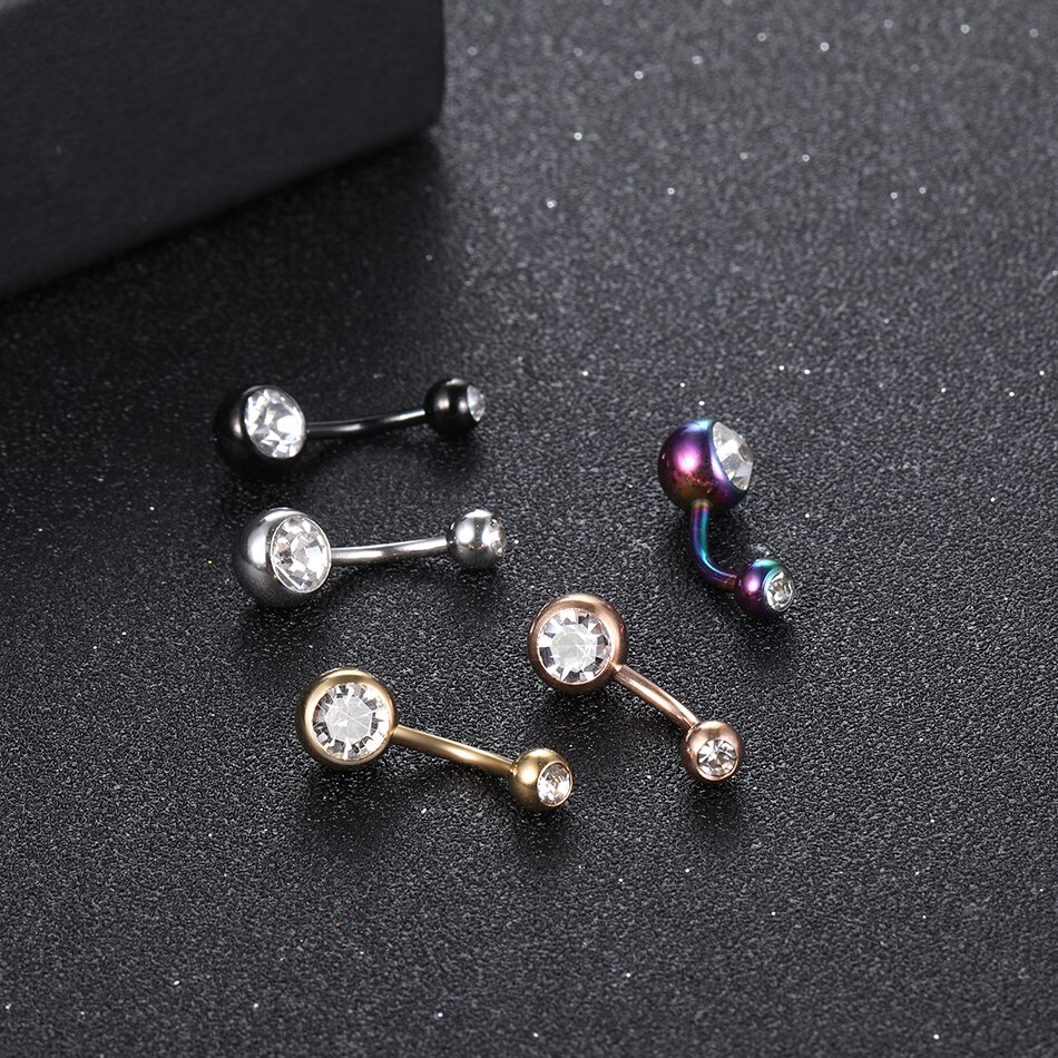 1PC 14G Strass durchbohren Nabel Chirurgische Stahl Bauchnabel Ringe Rose Gold Nabel durchbohren Gothic Ombligo Ball Nombril