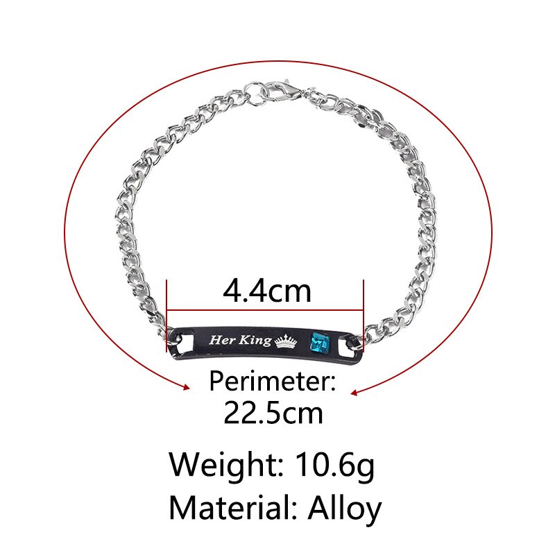 Liebhaber Paare Armbänder Seine Königin Ihr König Liebe Armreif Kristall Krone Charme Männer Frauen Schmuck Armband Femme Charme