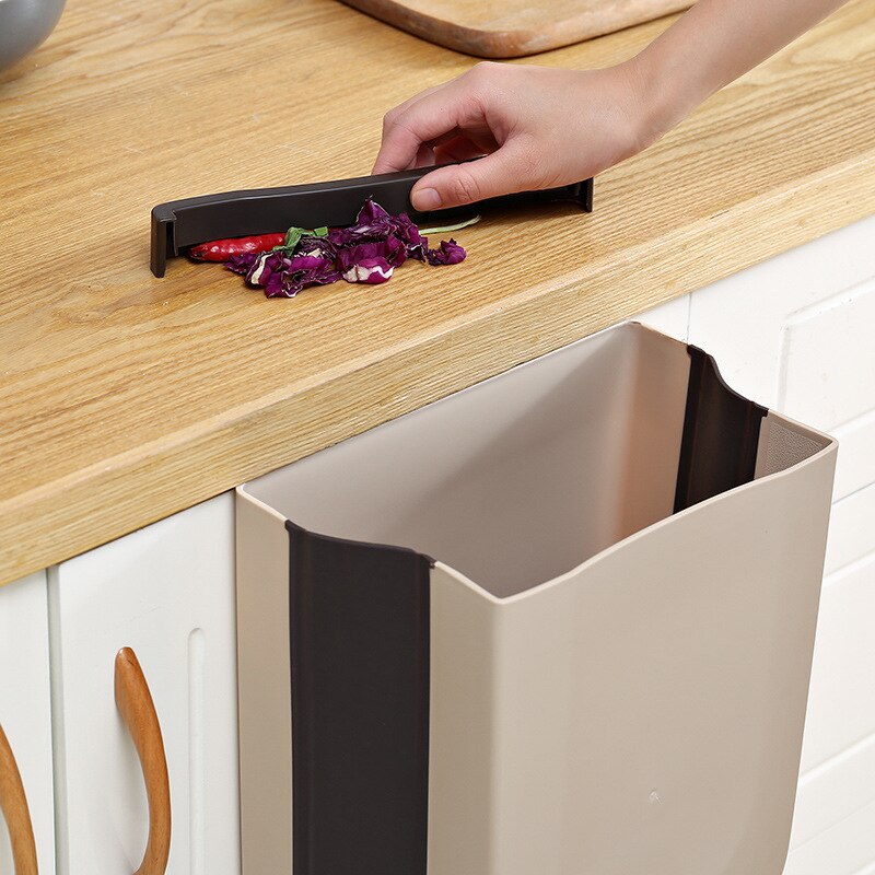 Kitchen Folding Waste Bins Garbage Bin Bathroom Foldable Car Door Wall Mounted Trashcan Toilet Waste Storage Bucket