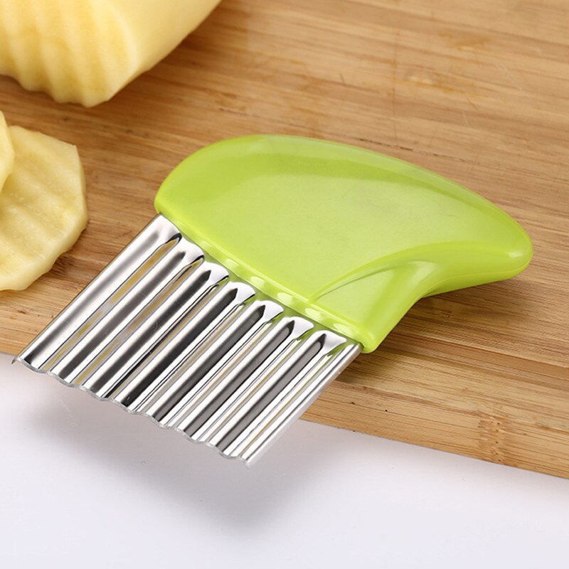 Potato Chip Wavy Cutter Vegetable Fry Fries Hand Chipper Tool Crinkle Blade Tool