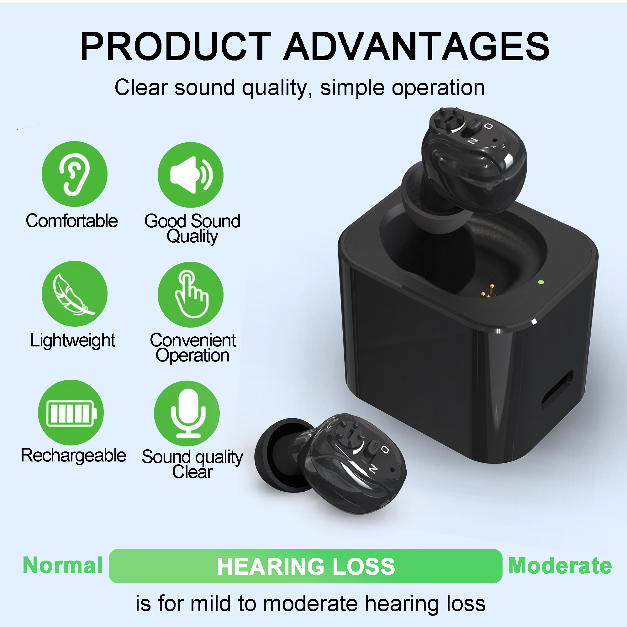 Rechargeable Hearing Aids for Seniors with Hearing loss, Easy Volume Control Hearing Headphones hearing aids for deafness