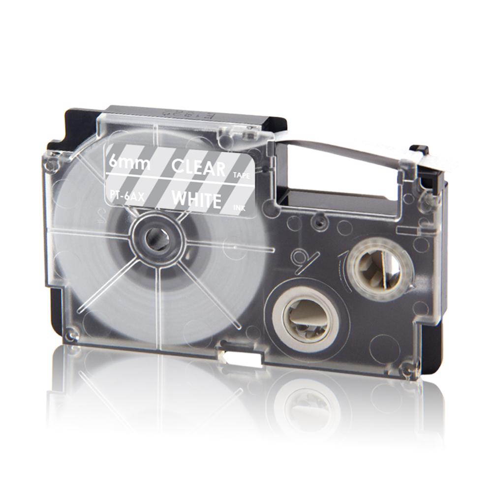 UniPlus XR-6X XR6WE XR-6RD XR 6YW Label Tapes Replace Casio Label Maker XR-6B XR-6GN 6mm Multi Colors for KL-60 KL-60SR KL120 EZ: White on Clear