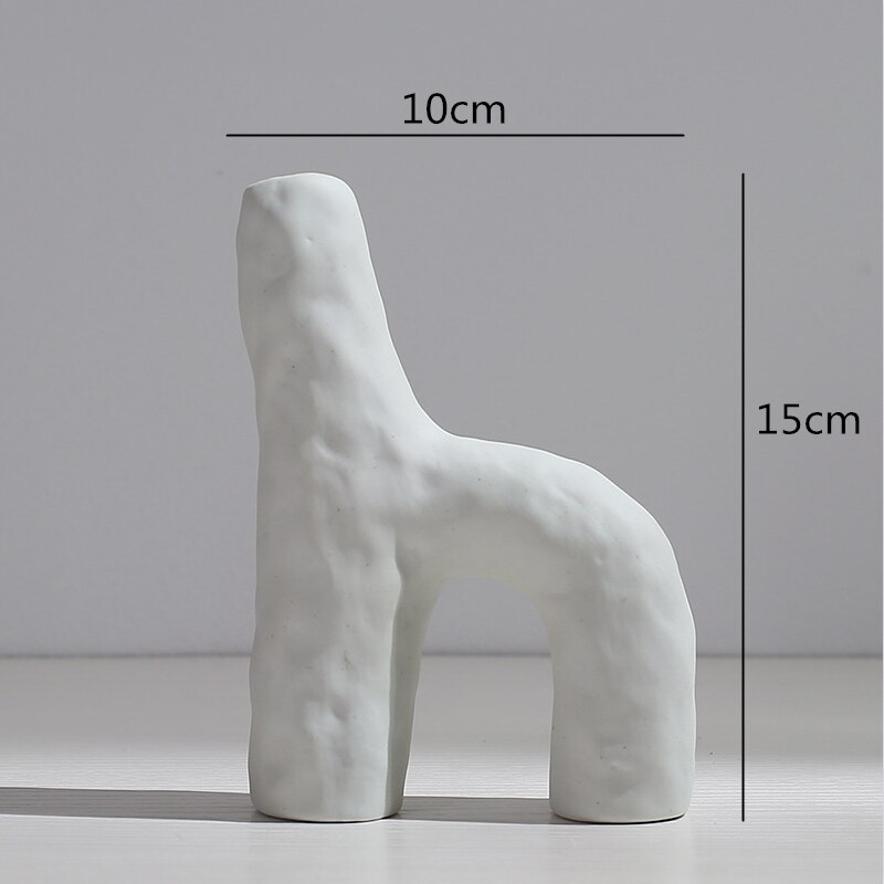 Vase en céramique abstraite, Arrangement de fleurs, artisanat hydroponique, ornements, accessoires de décoration de maison moderne, Vases blancs, décor: P