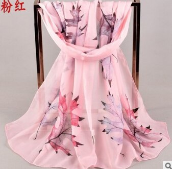 Fal/win esdoornblad chiffon sjaal zijden vierkante hijab coole sjaal dames foulard femme sjaals haar bufanda mujer: 3