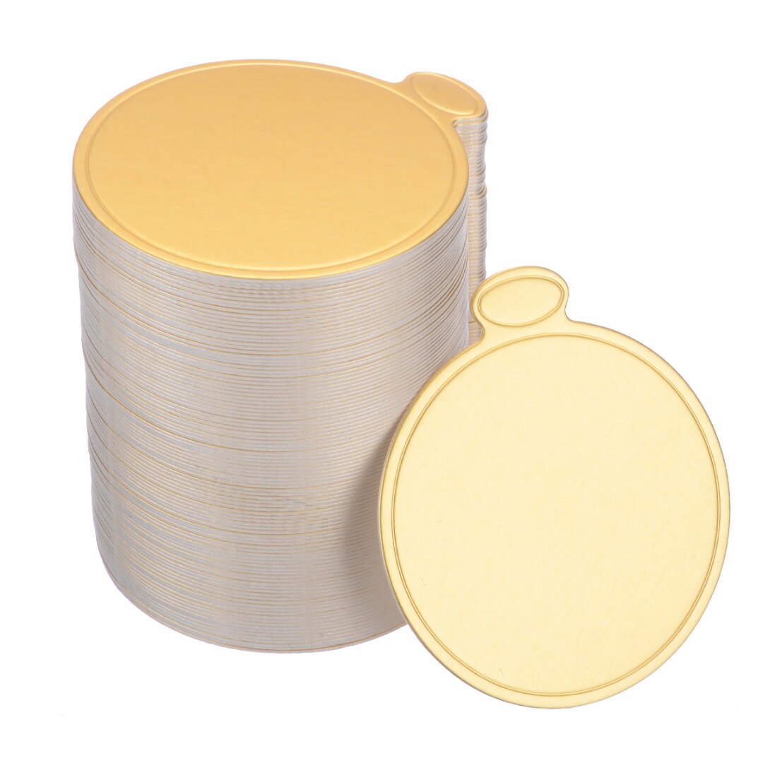 Mayitr 100Pcs/set Round Mousse Cake Boards Gold Paper Displays Cupcake Dessert Tray Wedding Birthday Pastry Decor