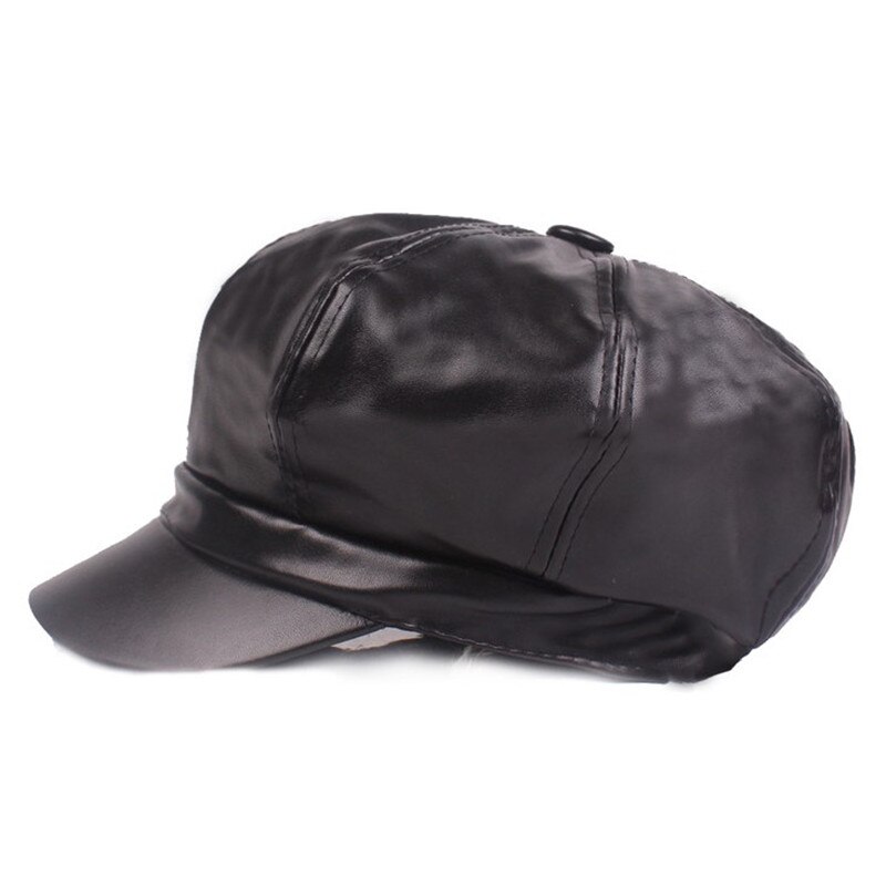SILOQIN-Sombrero de cuero para mujer, gorra ajustable con Cierre trasero, octogonal Simple, para turismo y ocio, tendencia de invierno