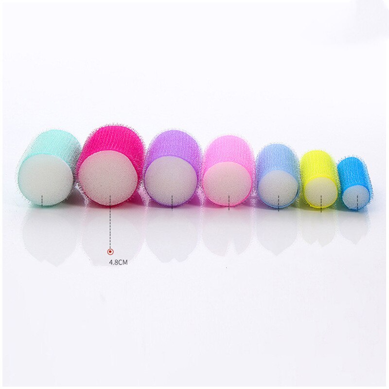6 unids/set 4cm Color DE Ramdom de plástico adhesivo rulos de pelo de esponja de Curling magia rodillos peluquería DIY Kit de herramientas: Default Title
