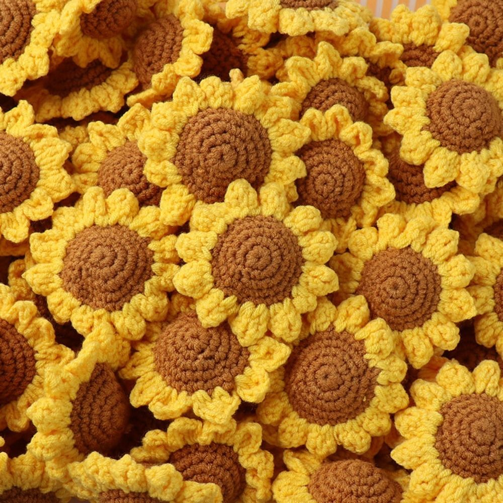 Lindo dibujo de lana fruta linda girasol naranja tejido a mano fresa lana Crochet fresa tejida fruta ornamento: Gris