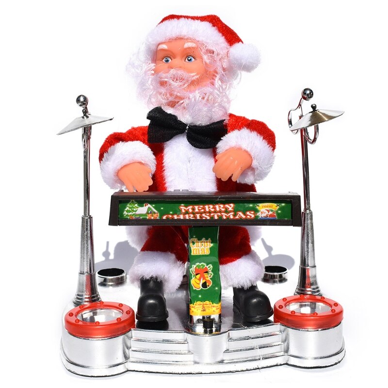 Elektrisk julemanden blæser saxofon dukke scene tromme musik gammel mand børn legetøj jul
