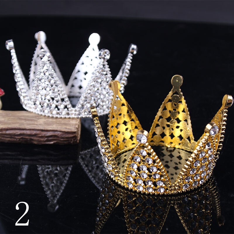 Mini Tiara encantadora, corona para pastel, Color dorado plateado, coronas de aleación, Princesa, suministros y decoraciones para fiestas,: silver