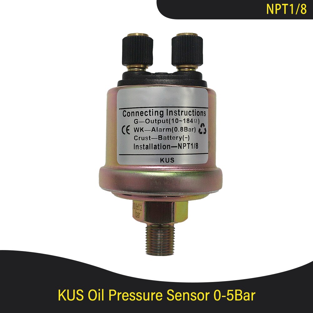 Kus 52mm oljetrykkmåler måler 0-5 bar (0-75 psi ) 0-10 bar (0-145 psi) med rød/gul bakgrunnsbelysning for båt bil lastebil  rv 12v 24v: 0-5 bar-npt 1 8