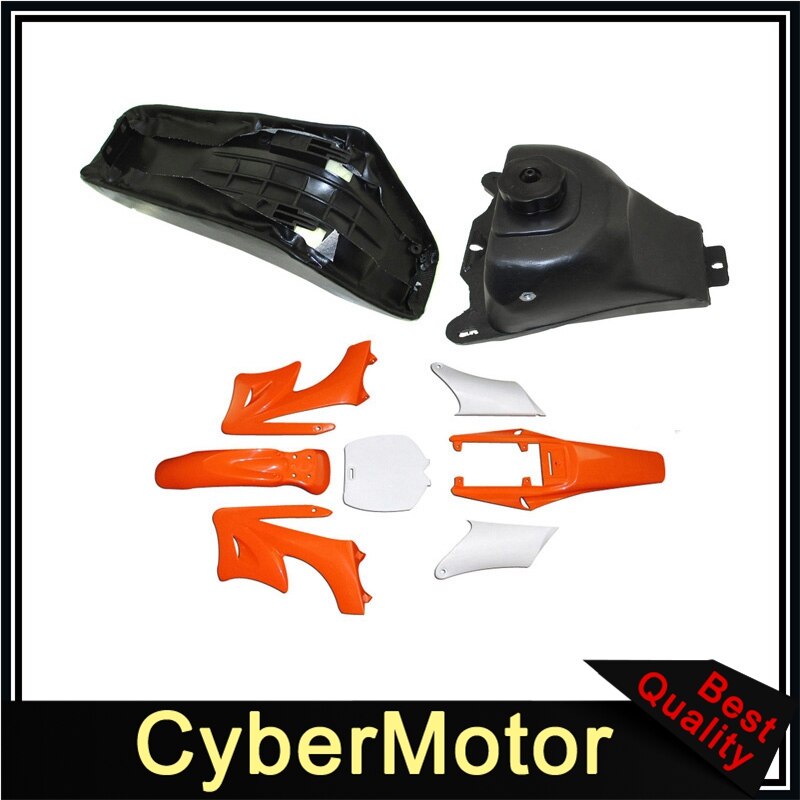 Kits de carenado de guardabarros de plástico + asiento de espuma + tanque de gasolina para China de 2 tiempos 47 49cc Apollo KXD Orion Mini Dirt Bike: Orange