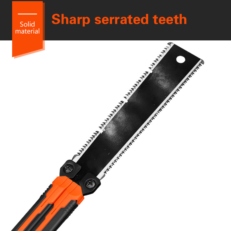 Sierra Herramientas manuales para carpintería Sierra plegable de bolsillo de 14 ", sierra para madera SK5, sierra de tracción de doble filo de 13/14TPI, sierra portátil para acampar, sierra de corte al ras