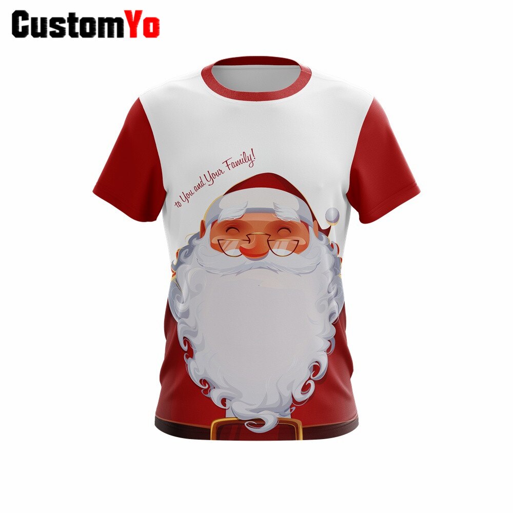 Custom Your Own Christmas T-shirt Red And White Short Sleeve Uniforms