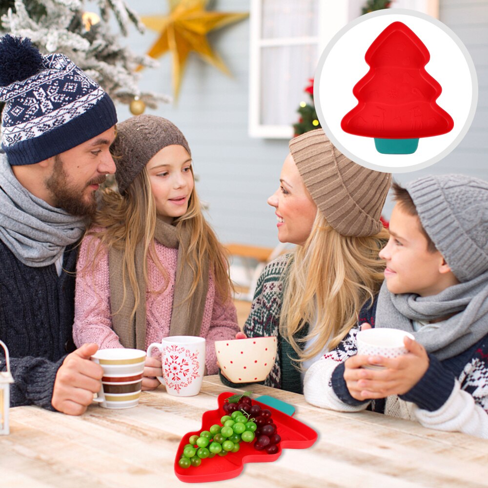 1Pc Multifunction Christmas Tree Shape Fruit Plates Candy Snack Trays