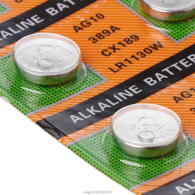 10PCS Button Coin Cell Battery AG10 1.5V Watch Batteries SR54 389 189 LR1130 SR1130 Toys Control Remote N19 20