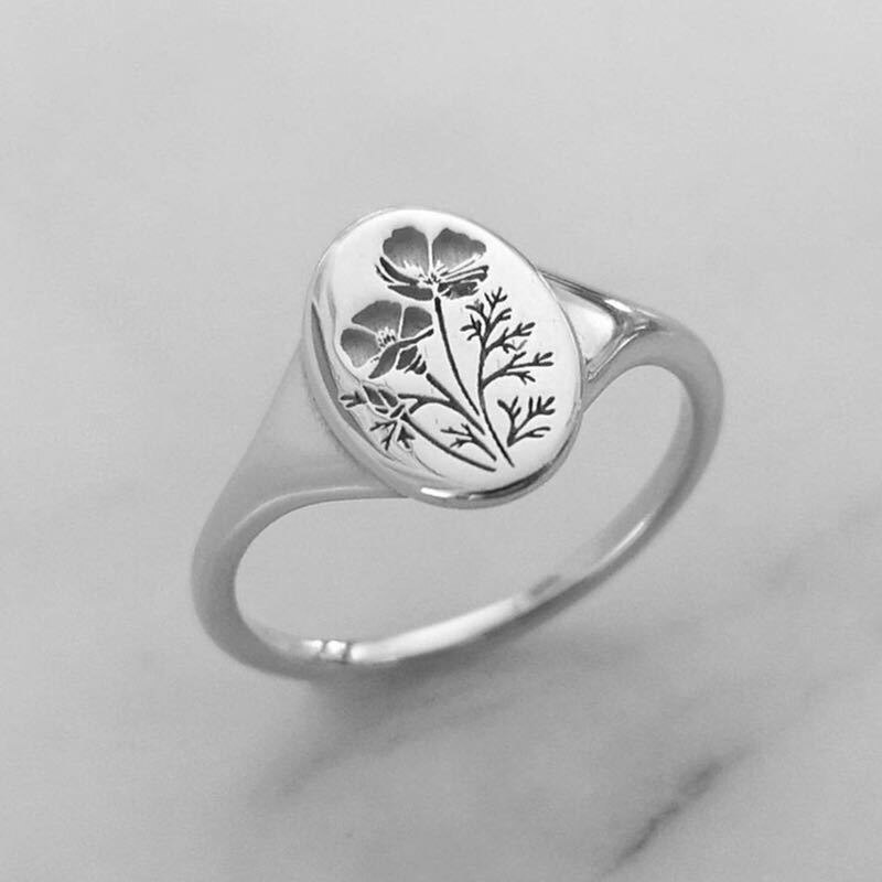 empfindlich Oval Wildblumen Ring zierlich Klassische und exquisit Druck aufbringen Blumen- Gänseblümchen Blume Ring für Frauen Kranz Hand-geschnitzt