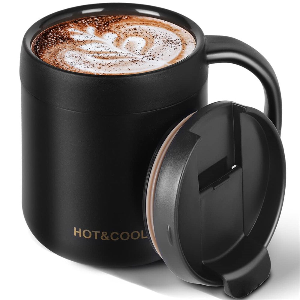 350/500ml isolerede kaffekrus med hank i rustfrit stål, isoleret krus, kaffekrus, termokande, tekopper med kant