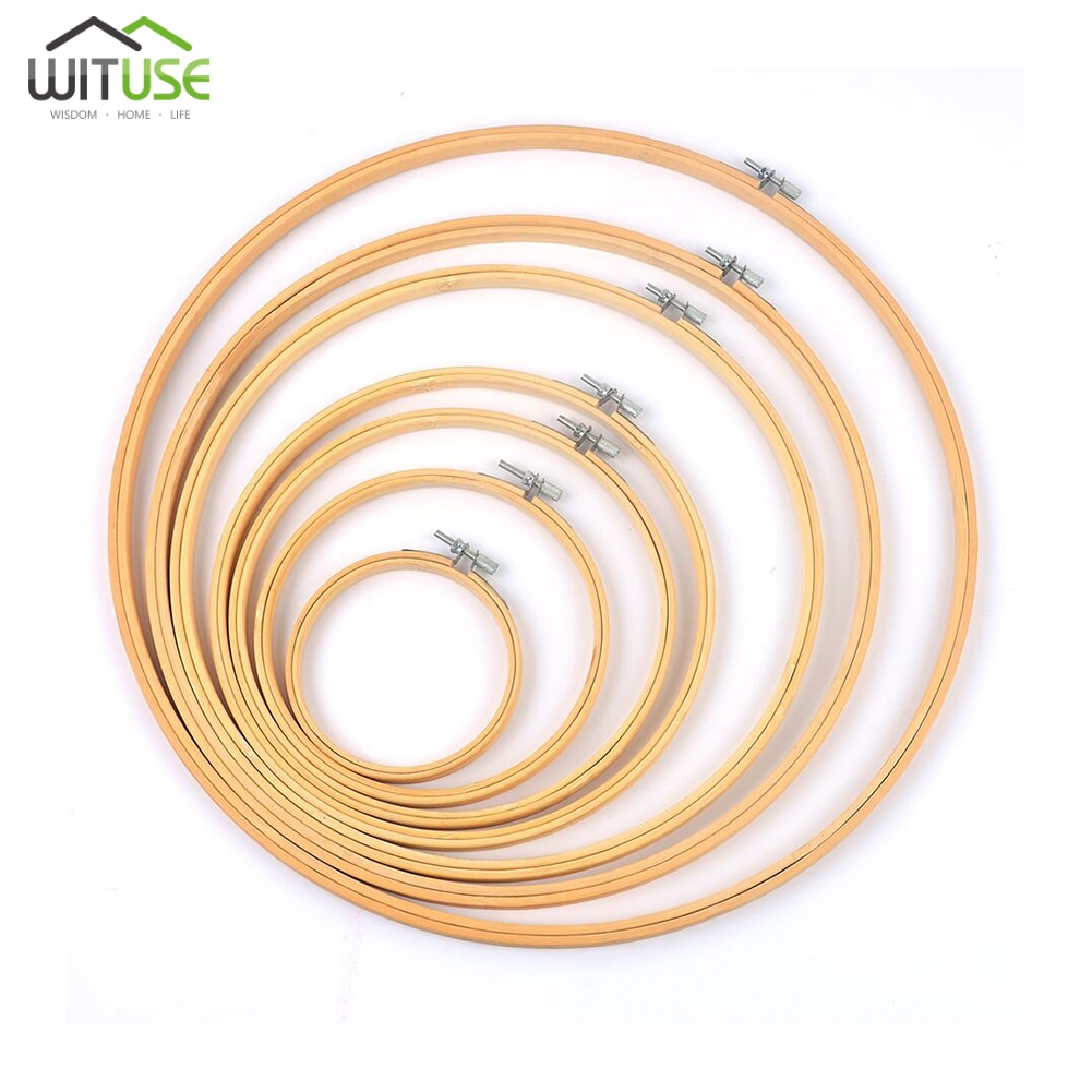 10 Size Sewing Tool Round Wooden Embroidery Hoops Frame Set Bamboo Embroidery Hoop Rings for DIY Cross Stitch Needle Craft Tool