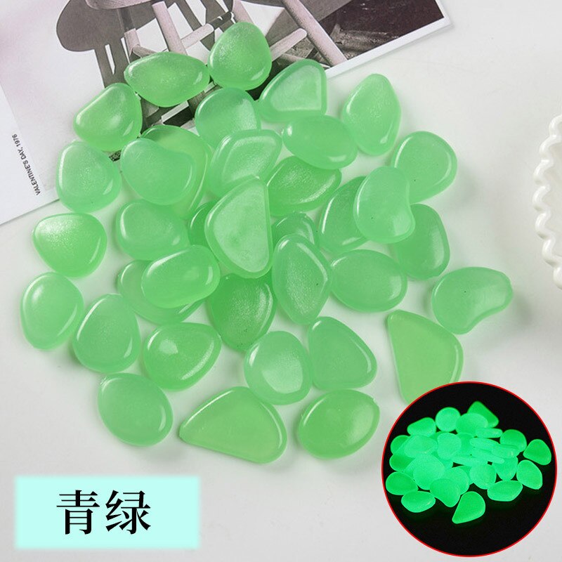 50 Pcs Stone Glow In The Dark Garden Aquarium Luminous Decor Pebbles Rocks for Walkways Garden Path Patio Lawn Garden Yard Decor: green