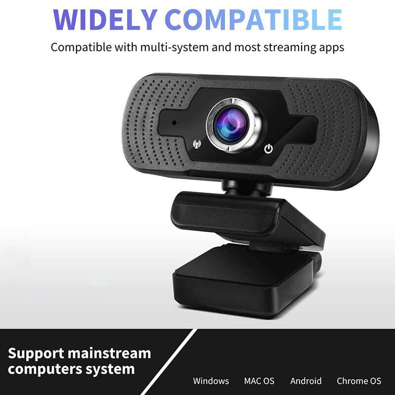 Webcam Full Hd 1080P, Webcam Usb integrata nel microfono supporto messa a fuoco manuale Plug and Play Web Camera con treppiede Pc