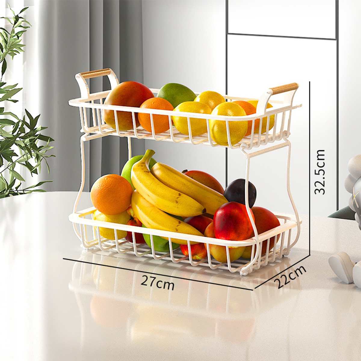 2 Tiers Metalen Fruitmand Afneembare Keuken Opbergdoos Aanrecht Plank Rack Voor Fruit Groenten Snack Storage Rack Holder