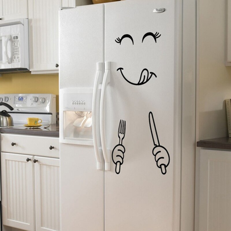 Cute Wall Stickers Happy Delicious Face Sticker Smiley Face Fridge Wall Window Mirror Fridge Stickers
