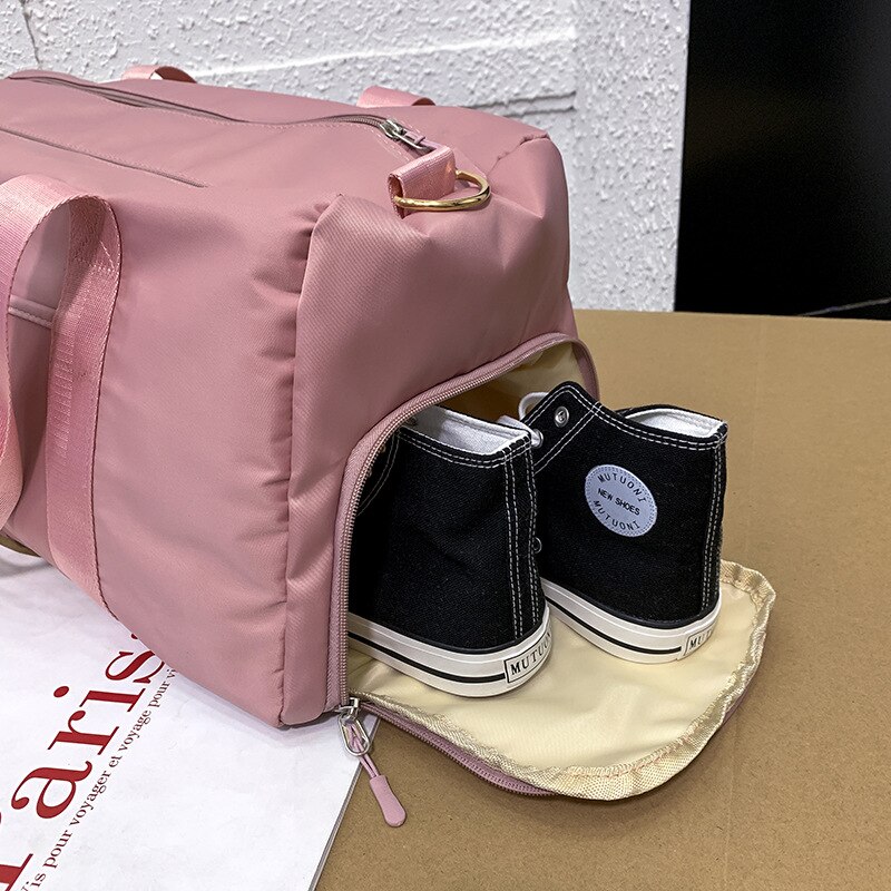 Nylon dames heren reis sport gym schoudertas grote waterdichte nylon handtassen zwart 4 kleuren outdoor sporttassen