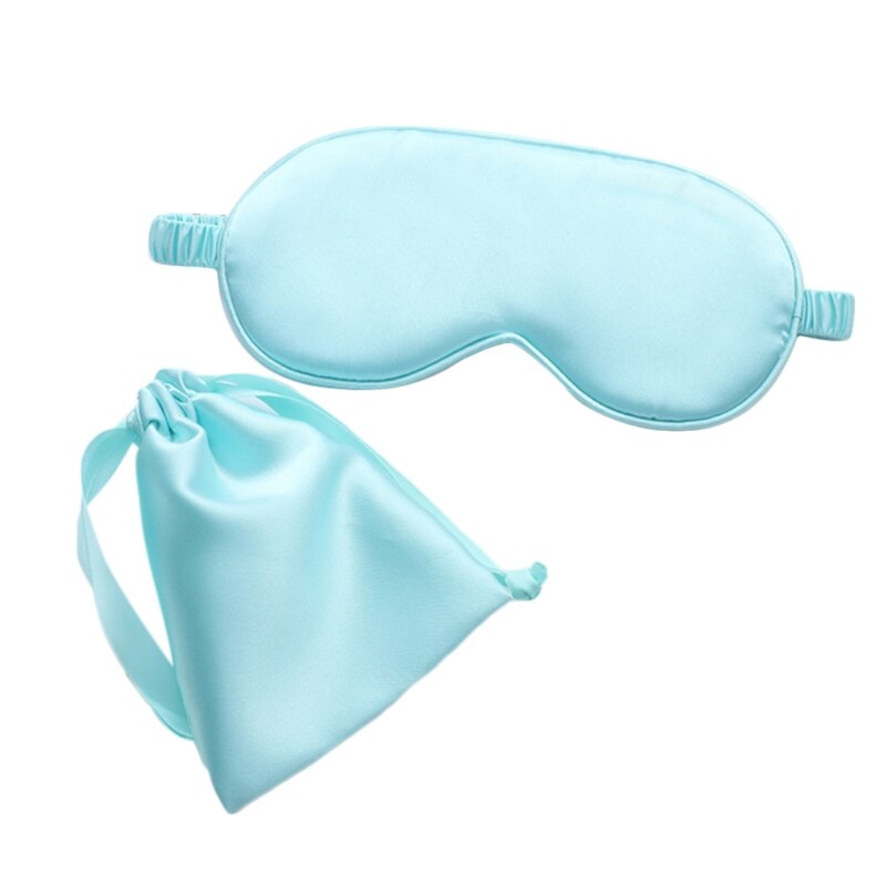 Masque pour les yeux en Imitation soie pour femmes, bandeau de sommeil de couleur unie avec sac K1KB: GN