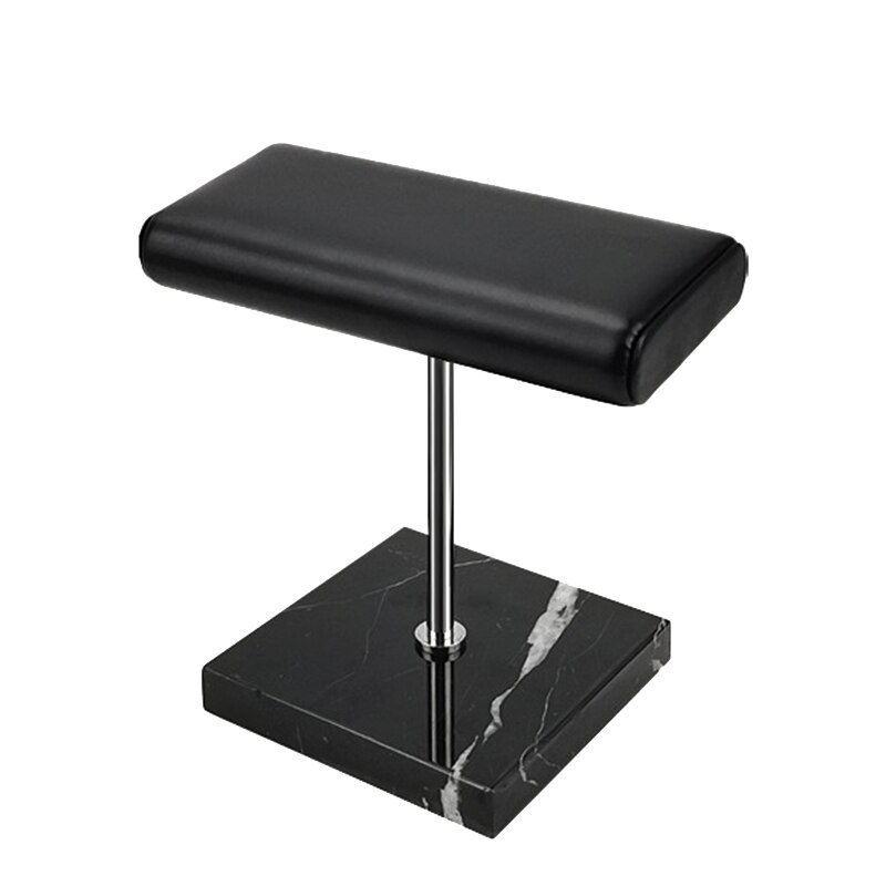 Jewelry Display Stand - Marble Base 10x10cm - Metal Rod 15x9cm - PU Leather - for Watches: Black silver