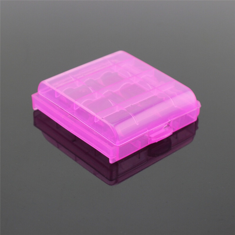 Roze kleur Rack Transparante AAA/AA Hard Plastic Battery Case Holder Opbergbox Batterij Container NIEUW