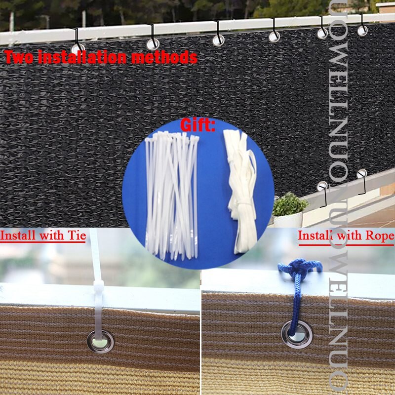 Filet pare-soleil de couleur noire, largeur 0.8M/0.9M, pare-brise de clôture de jardin, auvent de Gazebos de piscine extérieure