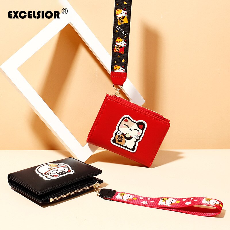 Excelsior Rits Vrouwen Kleine Portemonnee Pu Lederen Dames Portemonnee Mini Multi Layer Creatieve Portemonnee Kaart Tas