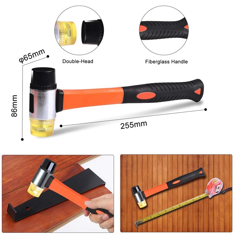 43 Pieces Wooden Floor Installation Kit Floor Assembly Toolswith Spacers Tapping Blocks Fiberglass Handle Mallets