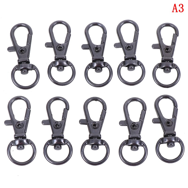 10Pcs/lot Mini Rotatable Buckle Hook Lobster Bag Clasps Lobster Swivel Keychain Trigger Clips Snap Hook: A3