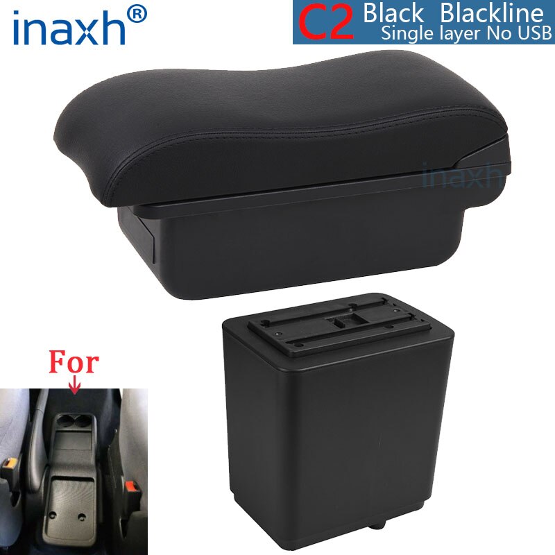 For Citroen Berlingo Armrest Retrofit parts For Peugeot Partner tepee Car Armrest Storage box car accessories Charging USB LED: C2 Black line NO USB