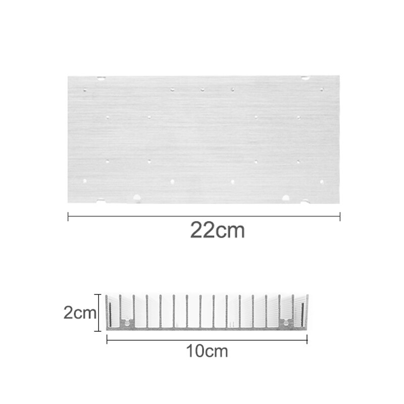 Disipador de calor de aluminio para acuario, radiador LED de 44x10x2cm, espectro completo, luz de cultivo artesanal: 22cm