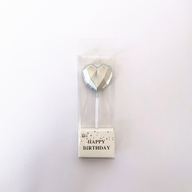 Verjaardagstaart Kaars Diamant Hart Stervorm Creatieve 3D Mooie Cupcake Kaars Kinderen Party Decoratie: A2