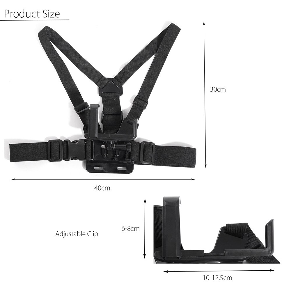 Bærbar universell 6-8.5cm bredde mobiltelefonholder + justerbar klips brystbelte stropp mobiltelefon til iphone til samsung