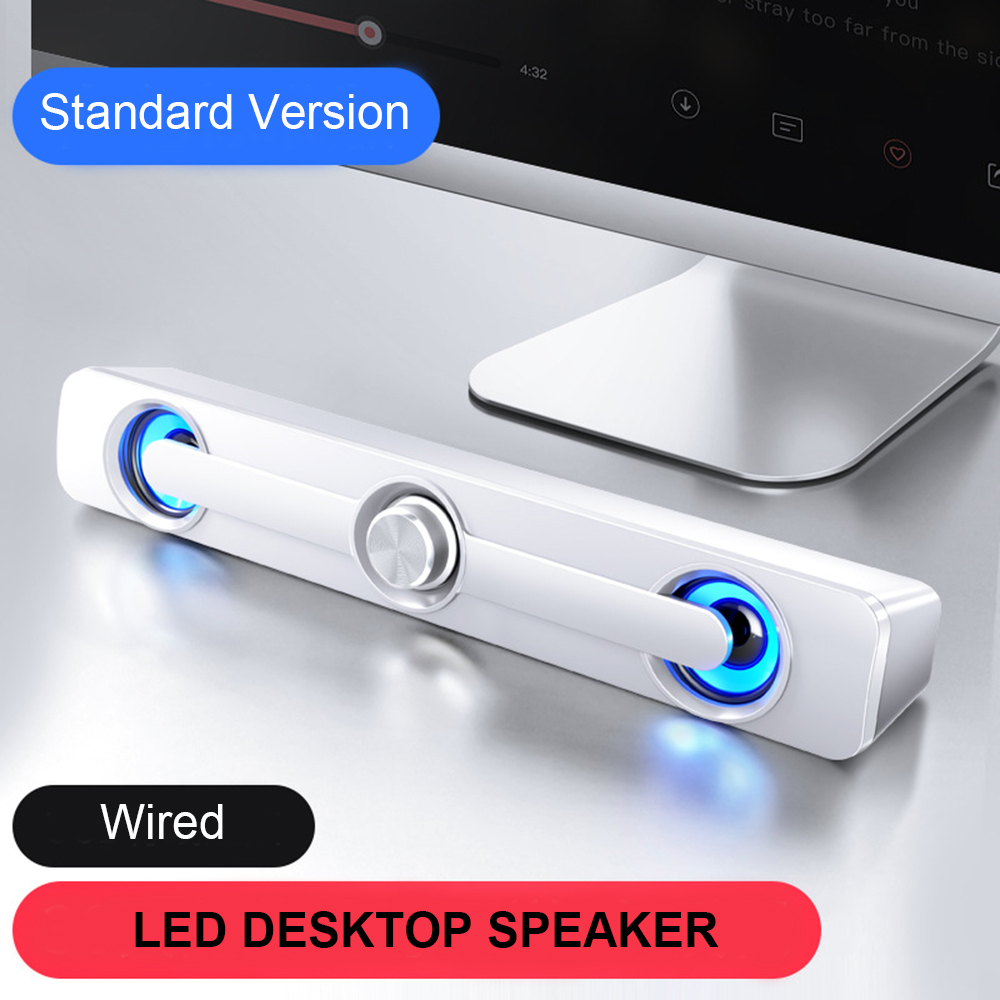 Wired Computer Speaker Bar Stereo Bass speaker Surround Sound Bluetooth Speaker For PC Laptop phone Tablet MP3 MP4: White(Standard)