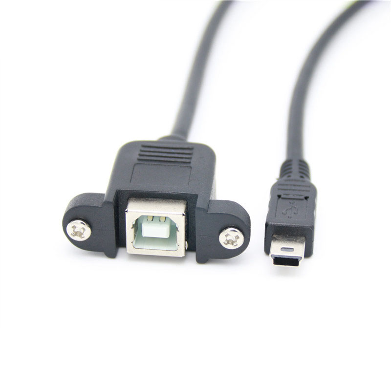 Usb 2.0 B Male Naar Usb B Female Printer Panel Mount Naar Micro Usb Mini Usb Type-Cmale Extension kabel Schroef Gat Connector Graden: Blauw / 0.2M