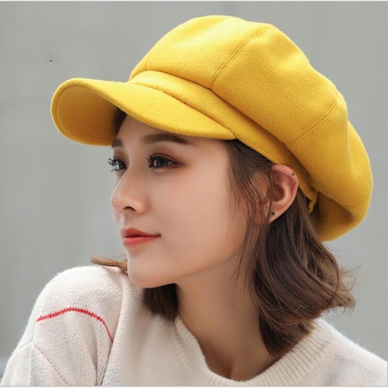 Vrouwen Baret Herfst Winter Achthoekige Cap Hoeden Stijlvolle Kunstenaar Schilder Newsboy Caps Zwart Grijs Baret Hoeden