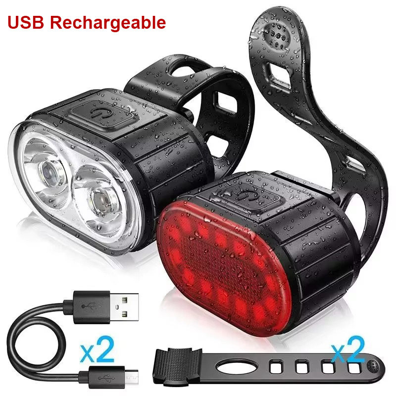 BUCKLOS Bike Light Set Front and Rear Lights Led Bicycle Lamp USB Rechargeable Cycling Flashlight for Road MTB Bicycle Lantern: WHITE